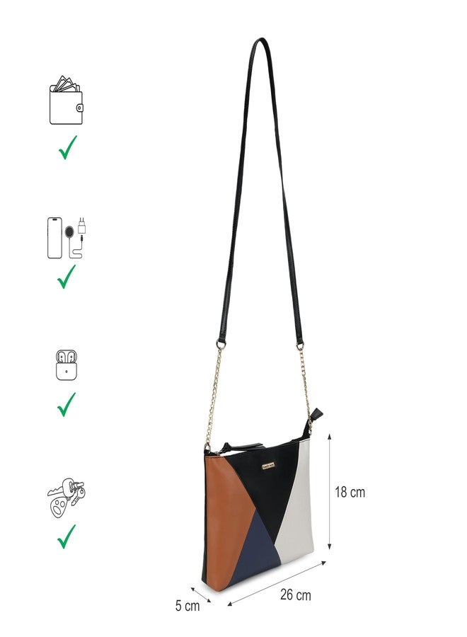Fastrack Colour blocked Structured Sling Bag for Women, Girls and Ladies | with Semi Chain Sling Strap | Slings for Casual Carry | Ladies Purse Handbag - Image 4